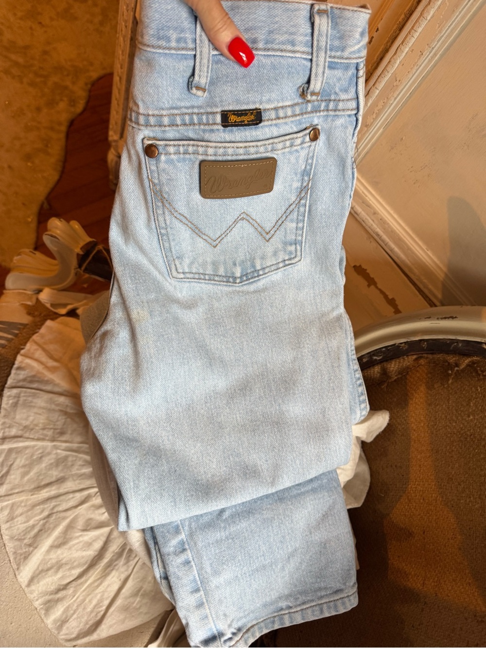 Wrangler Light Blue Denim Jeans with Branded Back Pocket